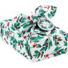 Hallmark 26″ Reusable Christmas Gift Wrap (1 Fabric Wrap: Blue Snowflakes on Natural Cotton) for Holiday Parties, Hanukkah, Winter Weddings(Green Foliage)