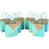 Hallmark 6″ Small Paper Gift Bags, 8-Pack (White and Kraft) for Birthdays, Christmas, Weddings, Graduations, Baby Showers, Bridal Showers, Care Packages and More(Teal  Gold)