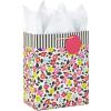 Hallmark 9″ Medium Gift Bag with Tissue Paper (Flowers and Butterflies; Turquoise and Yellow) for Birthdays, Mothers Day, Bridal Showers, Baby Showers and More(Flowers and Stripes)