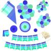 Hallmark Crayola Hallmark Color Pop Party Decorations Set – Aquamarine Blue and Gold (Customizable Banner, Reversible Table Runner, Paper Fan Flowers, Paper Dots) for Birthdays, Baby Showers, Holidays(Indigo  Aquamarine Blue  Sea Green)