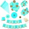 Hallmark Crayola Hallmark Color Pop Party Decorations Set – Aquamarine Blue and Gold (Customizable Banner, Reversible Table Runner, Paper Fan Flowers, Paper Dots) for Birthdays, Baby Showers, Holidays(Aquamarine Blue and Gold)