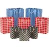 Hallmark Gift Bag Assortment (8 Bags: 3 Small 6″, 3 Medium 9″, 2 Large 13″) Celebrate, Stars, Stripes, Red, Blue, Recyclable Kraft Brown for Birthdays, Graduations, Father’s Day(Blue  Black)
