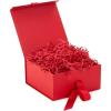 Hallmark Medium Gift Boxes with Bow and Shredded Paper Fill, Pack of 2 (Black 8 inch Box) for Weddings, Graduations, Birthdays, Father’s Day, Groomsmen Gifts, All Occasion(Red)