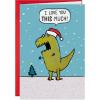 Hallmark Shoebox Funny Christmas Card (T-Rex I Love You THIS Much) Dinosaur with Santa Hat(Funny T-Rex  Love You THIS Much Card)