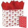 Hallmark Signature Studio 7″ Medium Gift Bag with Tissue Paper (Embossed Hearts, White, Pink, Gold) for Birthdays, Valentine’s Day, Baby Showers, Bridal Showers(Red Bows)