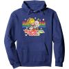 Rainbow Brite & Sprite Vintage Star Stripes Distressed Logo Pullover Hoodie(Navy Blue)