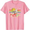 Rainbow Brite & Sprite Vintage Star Stripes Distressed Logo T-Shirt(Pink)