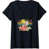 Womens Rainbow Brite & Sprite Vintage Star Stripes Distressed Logo V-Neck T-Shirt(Black)