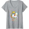 Womens Rainbow Brite & Starlite Best Friends Vintage Sparkle Duo V-Neck T-Shirt(Heather Grey)