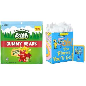 Black Forest Gummy Bears & Hallmark Dr. Seuss Graduation Gift Bag with Tissue Paper and Card Bundle, Class of 2024
