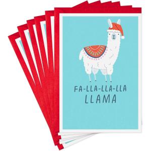 Hallmark 0599XXH2125 Shoebox Funny Christmas Cards Pack, Gingerbread House (6 Cards with Envelopes)(Llama  6 Funny Cards with Envelopes)