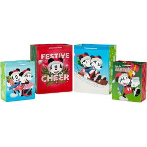 Hallmark 13″ Large Gift Bag with Tissue Paper (Minnie Mouse) for Birthdays, Kids Parties or Any Occasion(Mickey and Minnie Christmas)