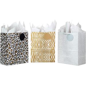 Hallmark 13″ Large Iridescent Gift Bags Assortment (3 Bags: Rainbow Gradients – Blue/Green, Gold/Silver, Purple/Red) for Birthdays, Graduations, Bridal Showers, Baby Showers(Silver Gold)