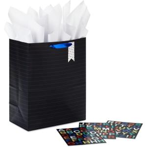 Hallmark 13″ Large Personalized Gift Bag with Tissue Paper (Black Letterboard with Letter Stickers) for Birthdays, Graduations, Baby Showers, Back to School and More