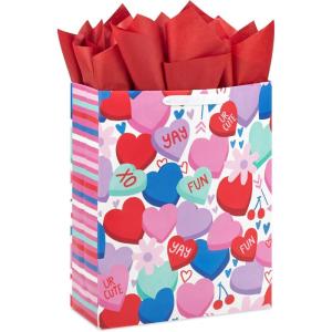 Hallmark 15″ Extra Large Valentine’s Day Gift Bag with Tissue Paper (Candy Hearts)(Candy Hearts)