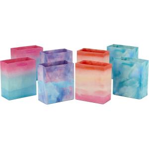 Hallmark 6″ Small Solid Color Gift Bags – Pack of 5 in Red, Green, Blue, Light Pink, Hot Pink for Birthdays, Holidays, Parties or Any Occasion(Pink  Purple  Blue  Green)