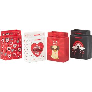 Hallmark 6″ Small Valentine’s Day Gift Bags (8 Bags, 4 Designs: Hearts, Rainbows, Pug Puppy) for Kids, Classroom Parties, Galentines Day(Hearts  Happy Valentine’s Day  Dog  Rainbow)