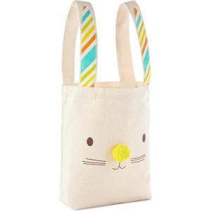 Hallmark 9″ Canvas Tote Bag (Teddy Bear Face) Reusable Gift Bag for Baby Showers, Birthdays, Kids(Easter Bunny)
