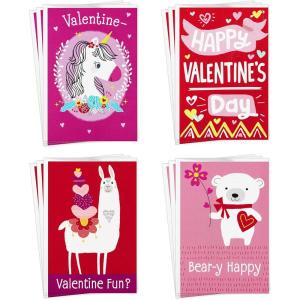 Hallmark Assorted Valentines Day Cards for Kids, 12 Cards with Envelopes (Sports, Pizza, Video Games)(Animals  4 designs  3 Cards each with Envelopes)