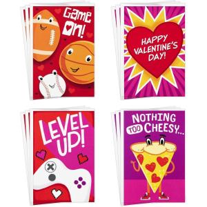 Hallmark Assorted Valentines Day Cards for Kids, 12 Cards with Envelopes (Sports, Pizza, Video Games)(Fun Games  4 Designs  3 Cards each with Envelopes)
