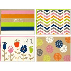 Hallmark Blank Cards (Stripes, Dots, Flowers, 40 Cards with Envelopes), Model Number: 5WDN2067(Stripes  Dots  Flowers)