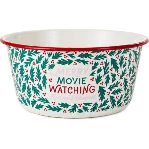 Hallmark Channel Popcorn Bowl (Merry Movie Watching) Red and Green Holly, Housewarming Present(Popcorn Bowl)