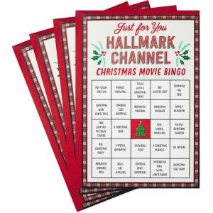 Hallmark Christmas Cards (4 Cards with Envelopes) Hallmark Channel Christmas Movie Bingo(Hallmark Channel Bingo  Pack of Cards)