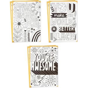 Hallmark Crayola Coloring Cards Assortment (Pack of 6 Thank You, Thinking of You, Encouragement Cards and Envelopes)