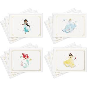Hallmark Disney Princess Blank Cards Assortment, 12 All Occasion Cards and Envelopes (Ariel, Cinderella, Jasmine, Belle)