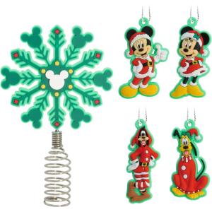 Hallmark Disney Tim Burton’s The Nightmare Before Christmas 5″ Miniature Christmas Tree Topper and 1.7″ Mini Ornaments, Set of 5, Shatterproof(Minnie and Mickey Set)