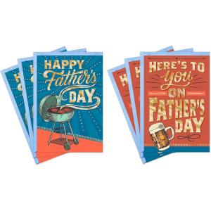 Hallmark Fathers Day Cards Assortment, Beer and Barbecue (6 Cards with Envelopes)(Father’s Day  6 Cards with Envelopes)