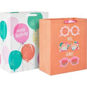 Hallmark Gift Bags in Assorted Sizes (Pack of 12 – 5 Medium 8″, 4 Large 11″, 3 Extra Large 14″) for Birthdays, Mother’s Day, Graduations, Baby Showers(Sunglasses and Balloons)