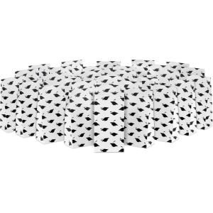 Hallmark Graduation Party Favor and Wrapped Treat Bags (30 Count; White with Black Mortarboards) for Grad Gifts, Open Houses, Gift Cards(Black  White)
