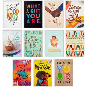 Hallmark Mahogany All Occasion Cards Assortment, 12 Cards with Envelopes (Birthday, Wedding, Encouragement, Sympathy, Baby Shower, Thinking of You Cards)