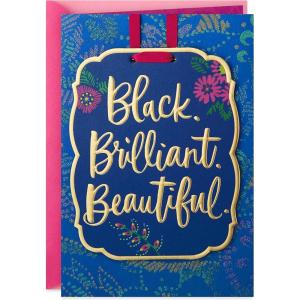 Hallmark Mahogany Birthday Card for Women with Removable Ornament (Black, Brilliant, Beautiful)