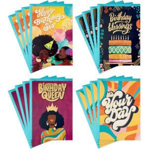 Hallmark Mahogany Birthday Cards Assortment, Birthday Queen (16 Cards with Envelopes)(Birthday Queen)