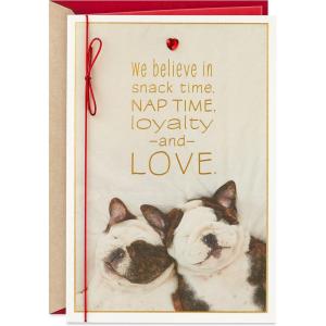Hallmark Mahogany Valentines Day Card for Husband, Wife, Boyfriend, Girlfriend (Real Love)(Snuggling Dogs)