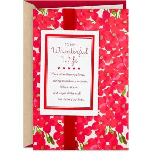 Hallmark Mahogany Valentines Day Card for Wife or Girlfriend (Love of a Lifetime)(Pink Flowers)