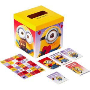 Hallmark Minions Valentines Day Cards and Mailbox for Kids School Classroom Exchange (1 Box, 32 Valentine Cards, 35 Stickers, 1 Teacher Card)(Minions)