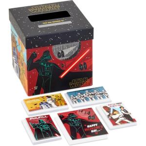 Hallmark Minions Valentines Day Cards and Mailbox for Kids School Classroom Exchange (1 Box, 32 Valentine Cards, 35 Stickers, 1 Teacher Card)(Star Wars  Light and Music Box)