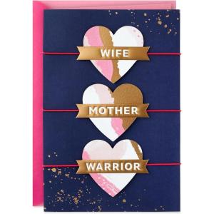Hallmark Mothers Day Card for Wife (Wife, Mother, Warrior)(Wife  Mother  Warrior Hearts)
