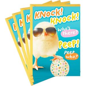Hallmark Pack of 4 Easter Cards for Kids (Chick Knock Knock Joke)(Knock Knock Joke  4 Cards with Envelopes)