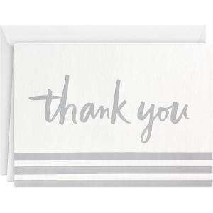 Hallmark Pack of Thank You Cards, Silver Foil (20 Thank You Notes with Envelopes)
