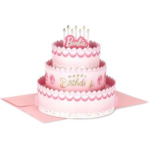 Hallmark Paper Wonder Barbie Pop-Up Card (Pink Birthday Cake) for Kids, Grandchildren, Fans