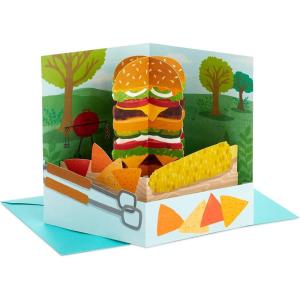 Hallmark Paper Wonder Displayable Pop Up Birthday Card (Beer)(Cheeseburger)