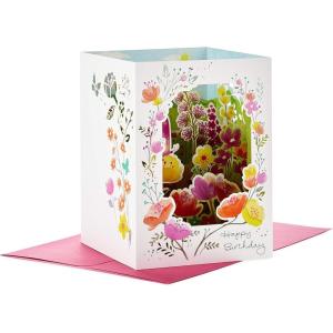 Hallmark Paper Wonder Displayable Pop Up Birthday Card for Her (Beautiful Butterflies and Flowers)