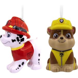 Hallmark Paw Patrol Marshall and Rubble Decoupage Christmas Ornaments, Set of 2(Marshall and Rubble Decoupage)