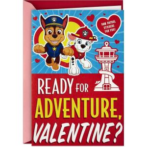 Hallmark Paw Patrol Valentines Day Card for Kids with Stickers (Ready for Adventure)