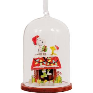 Hallmark Peanuts Snoopy’s Doghouse Cloche Christmas Ornament, Glass and Paper, Gifts for Peanuts Fans