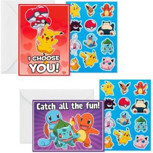 Hallmark Pokémon Valentines Day Cards and Stickers for Kids School (24 Classroom Valentines with Envelopes)(Valentine’s Day Cards)